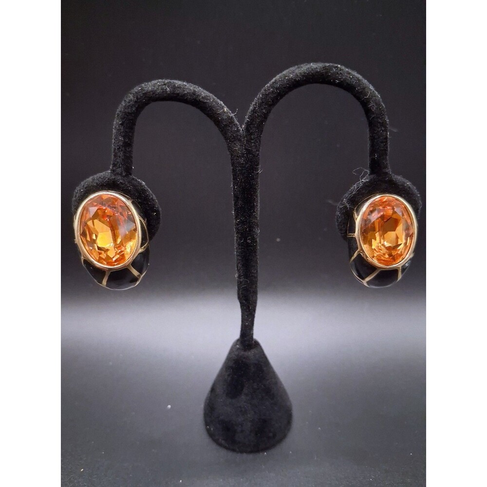Joan Rivers Classics Collection Gold Tone Amber Crystal Clip Earrings